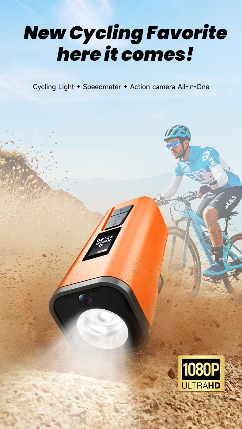Multi-functional Bike Light with GPS Speed Display & 1080P Camera & App 64G Card