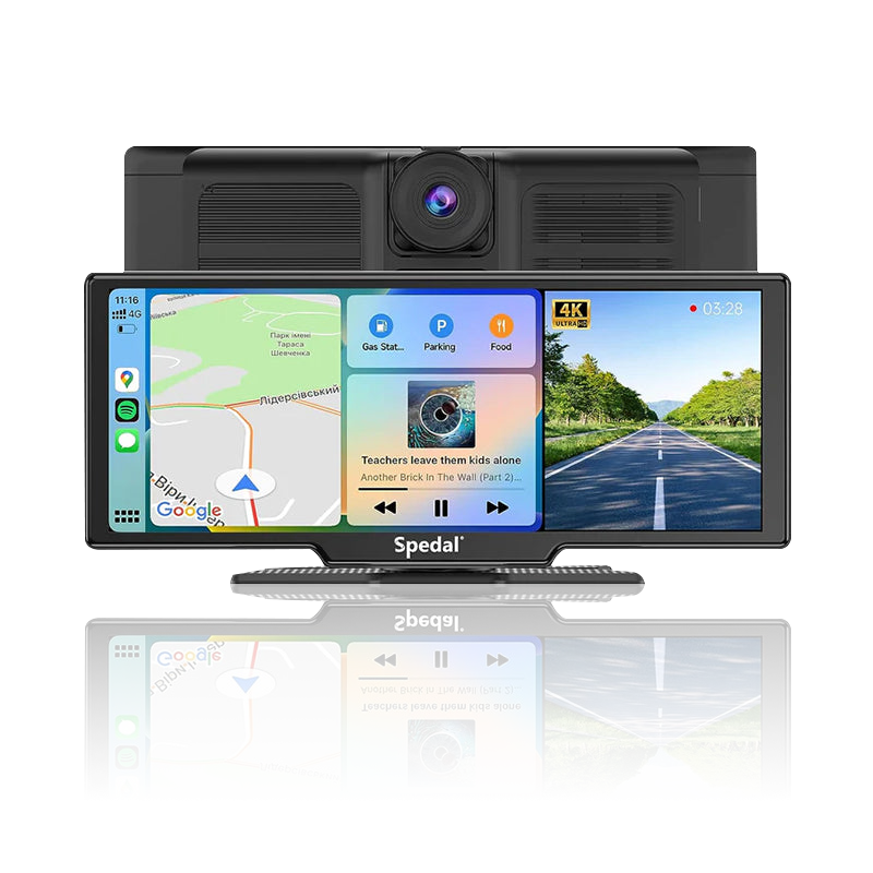 CL860-Portable 9.3"  Wireless CarPlay Car Stereo with Dash Cam