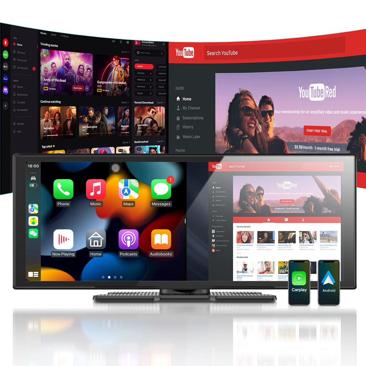 Spedal CL851-3 in 1 Display Audio Dual Wi-Fi wireless CarPlay/Android Auto simultaneous use 10.26 inch split screen display