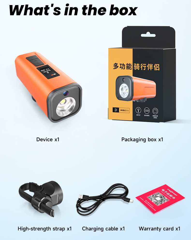 Multi-functional Bike Light with GPS Speed Display & 1080P Camera & App 64G Card