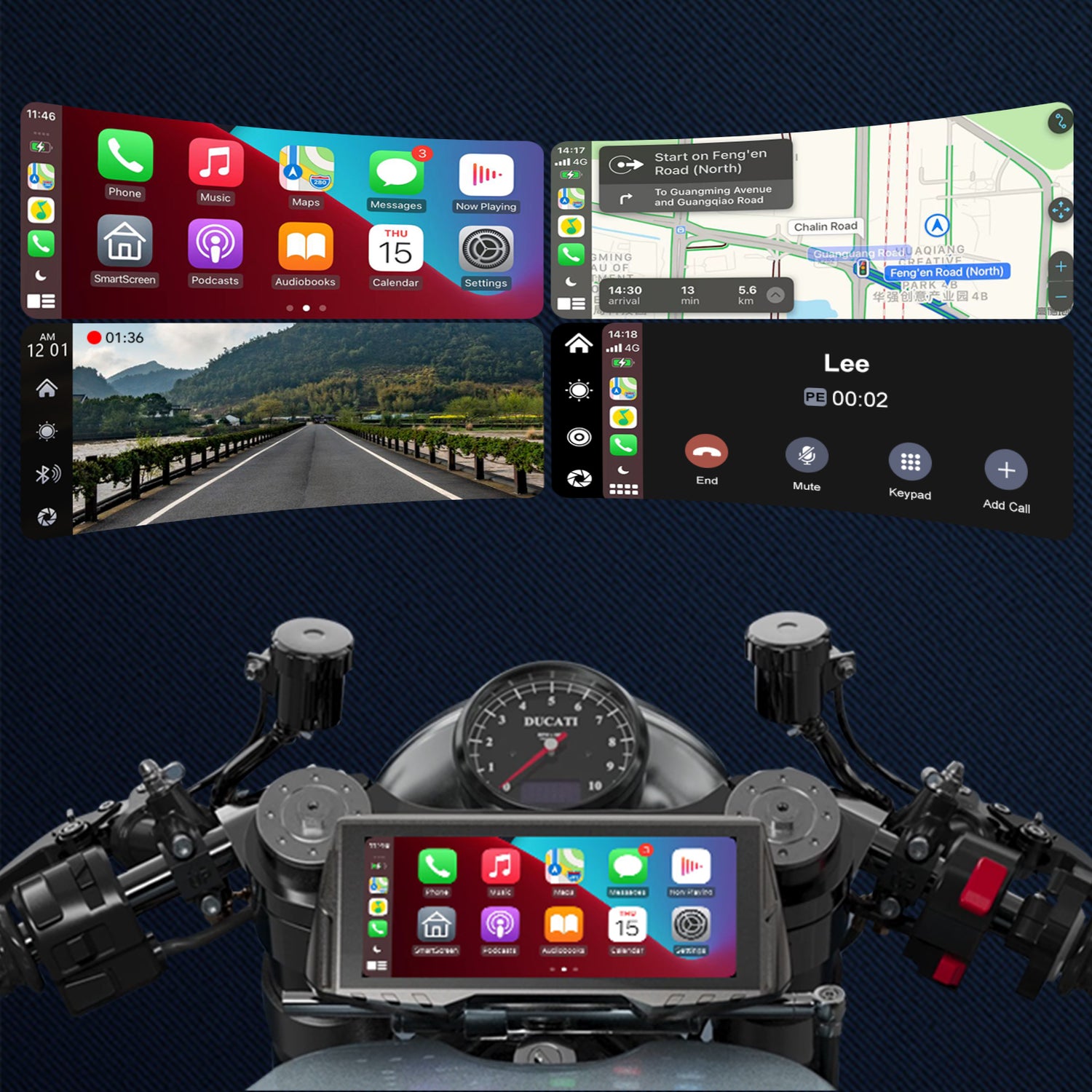 NaviCam CL876- 6.86" Multifunction Motorcycle GPS /Motorcycle Cameras