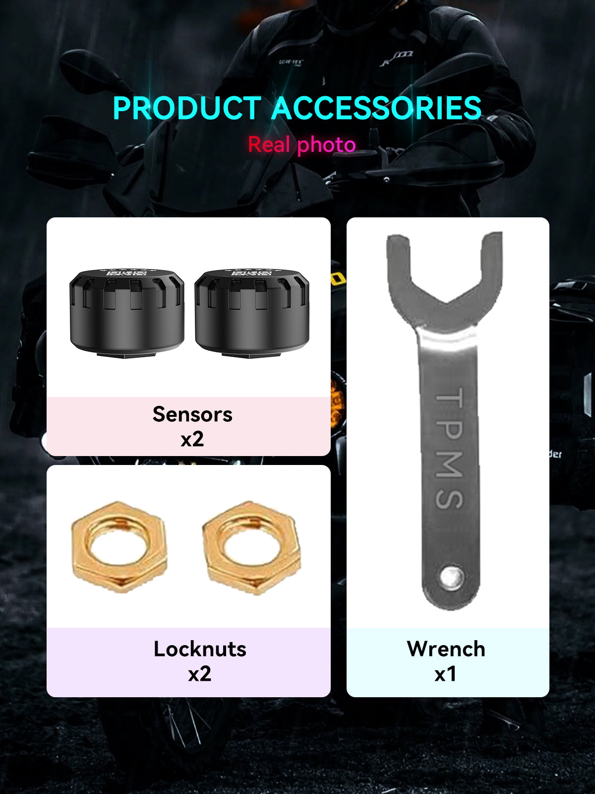 Spedal M04 Motorcycle Tire Pressure Monitoring System, Bluetooth TPMS for Motorcycles,Waterproof Wireless TPMS (2)