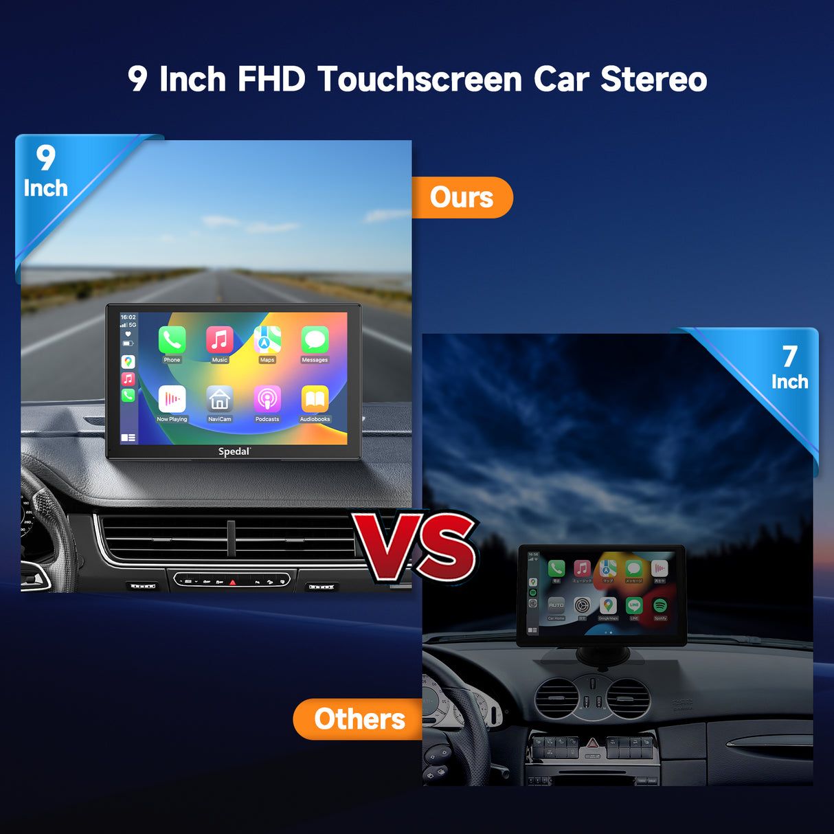 CL810- 9 Inch Wireless Apple Carplay & Android Auto with Front Camera