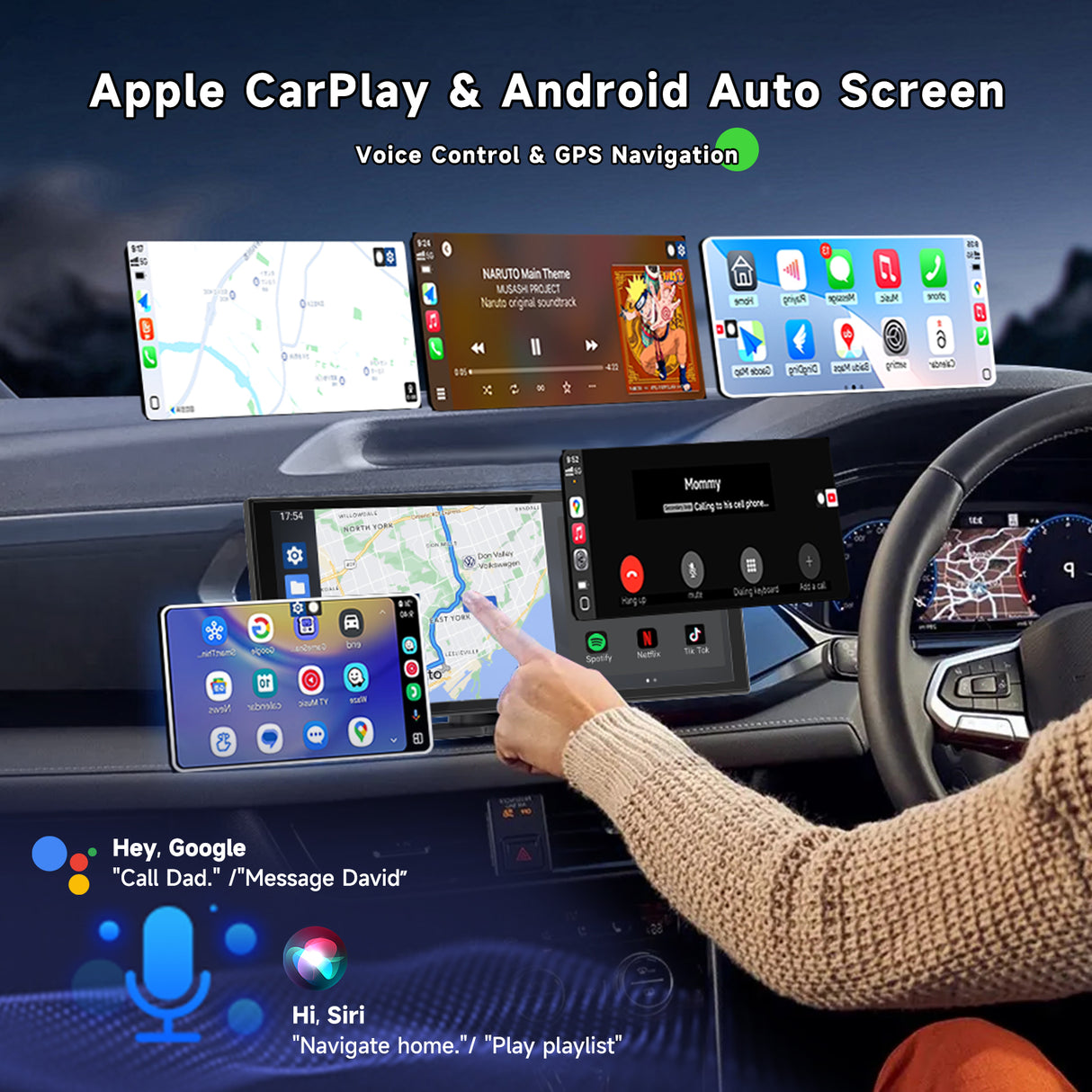 Spedal CL851-3 in 1 Display Audio Dual Wi-Fi wireless CarPlay/Android Auto simultaneous use 10.26 inch split screen display