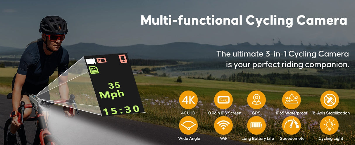 Spedal Multi-functional Bike Light with GPS Speed Display & 1080P Camera & App 64G Card