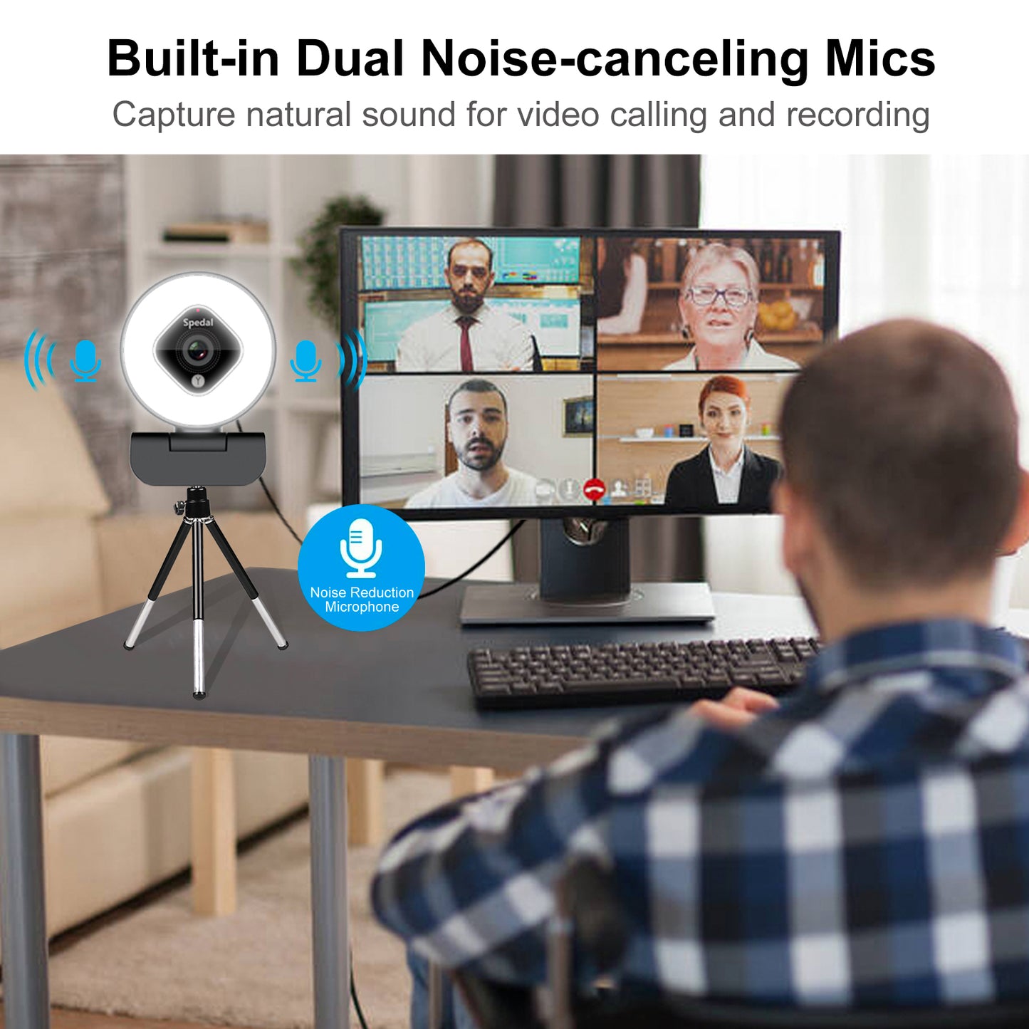 Spedal AF962 USB Streaming Webcam with Ring Light