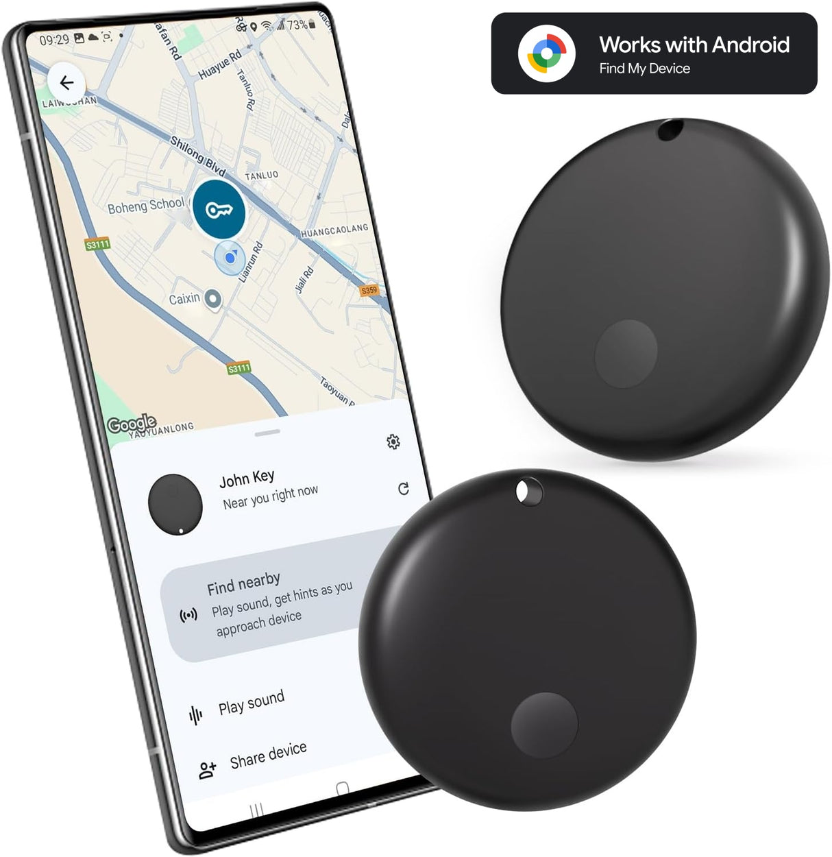 Android Smart Tags Bluetooth Tracker – 2/4-Pack , Works with Google Find My Device, Locator for Keys, Wallet Luggage For Android