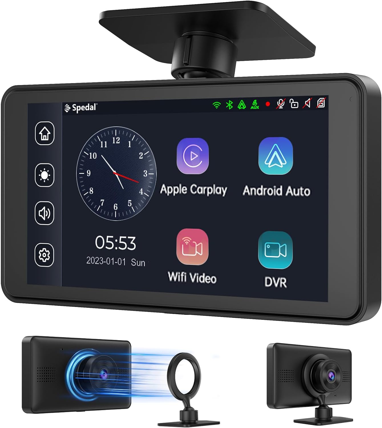 CL518-5 Inch Portable Car Stereo Wireless CarPlay with 2.5K Dashcam