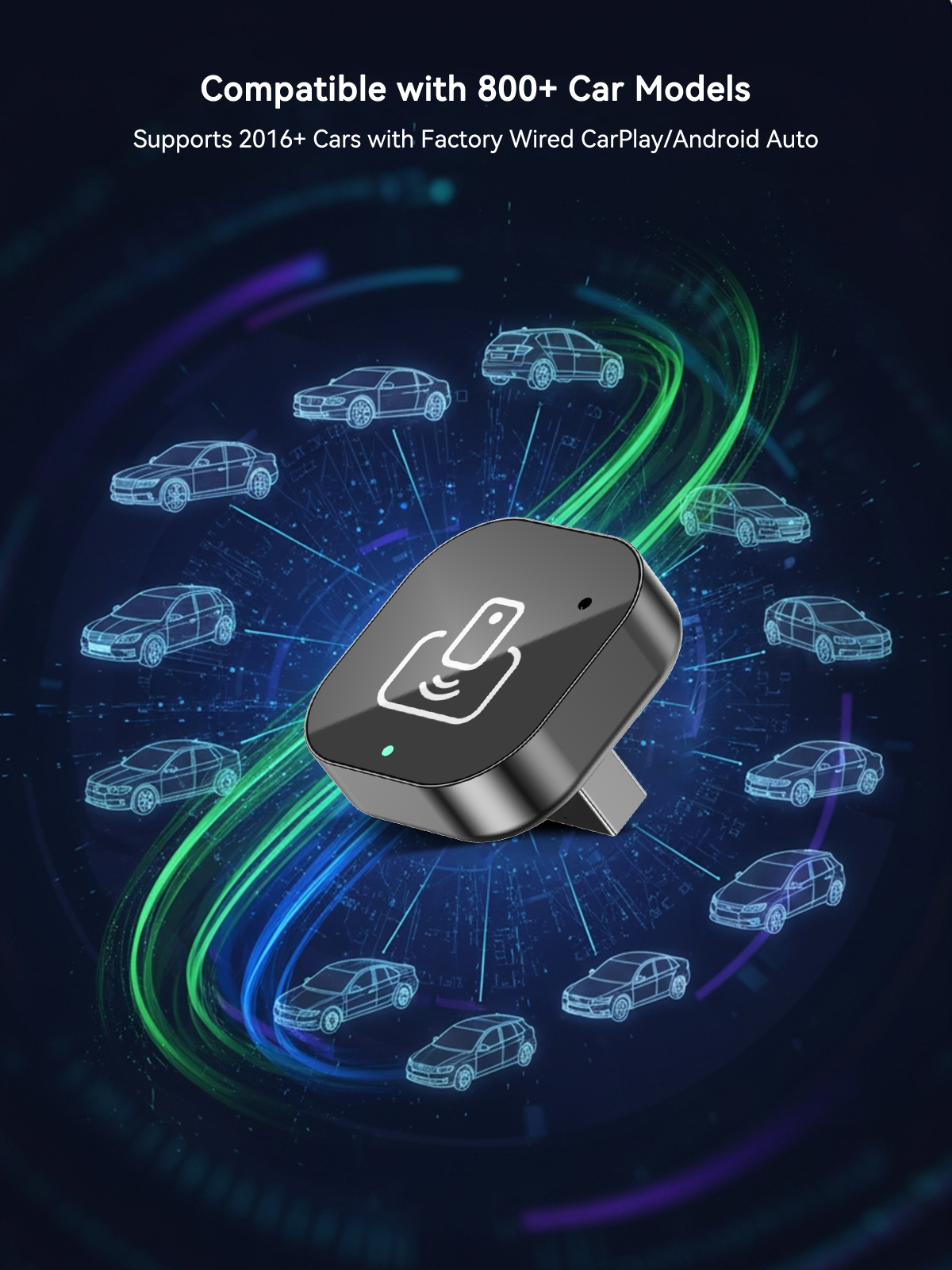 Spedal 323P-5 Wireless CarPlay Adapter & Android Auto Dongle, Fast Auto-Connect for iPhone & A