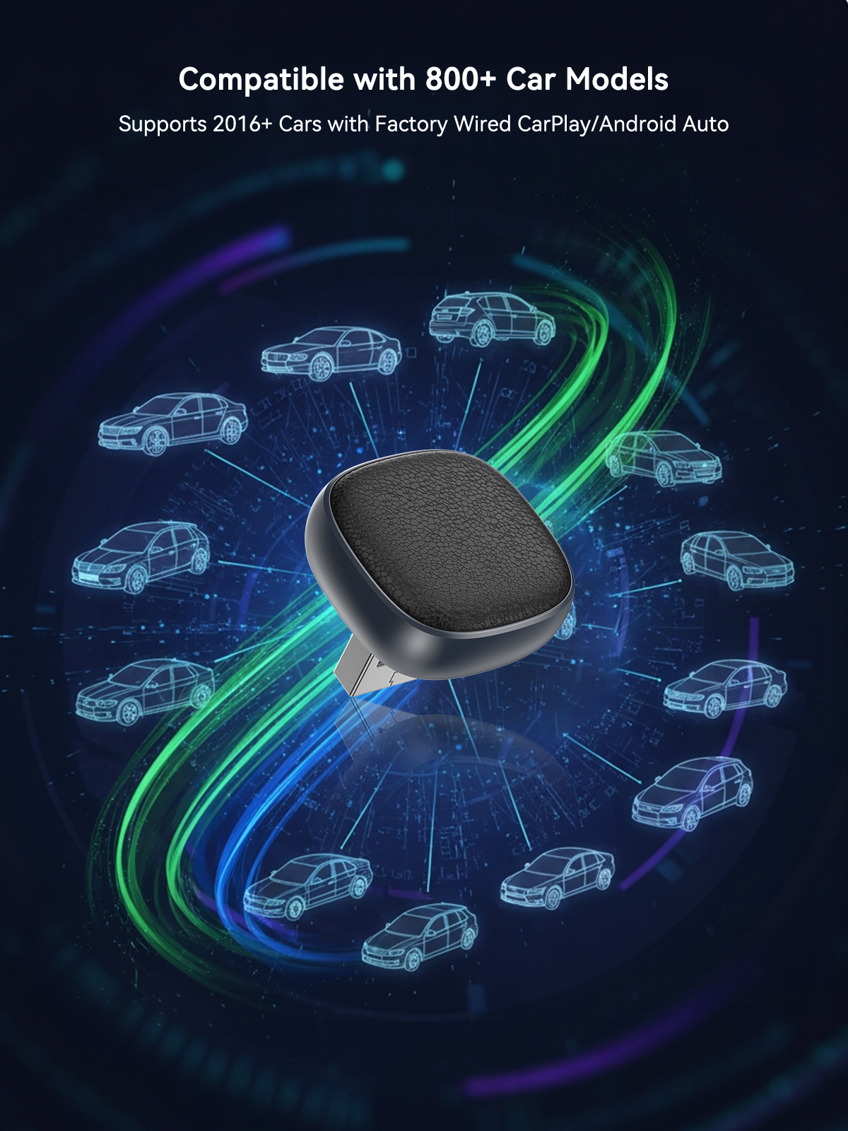 Spedal 322Pro Wireless CarPlay & Android Auto Adapter with Top Touch Switch, Leather-Texture Surface