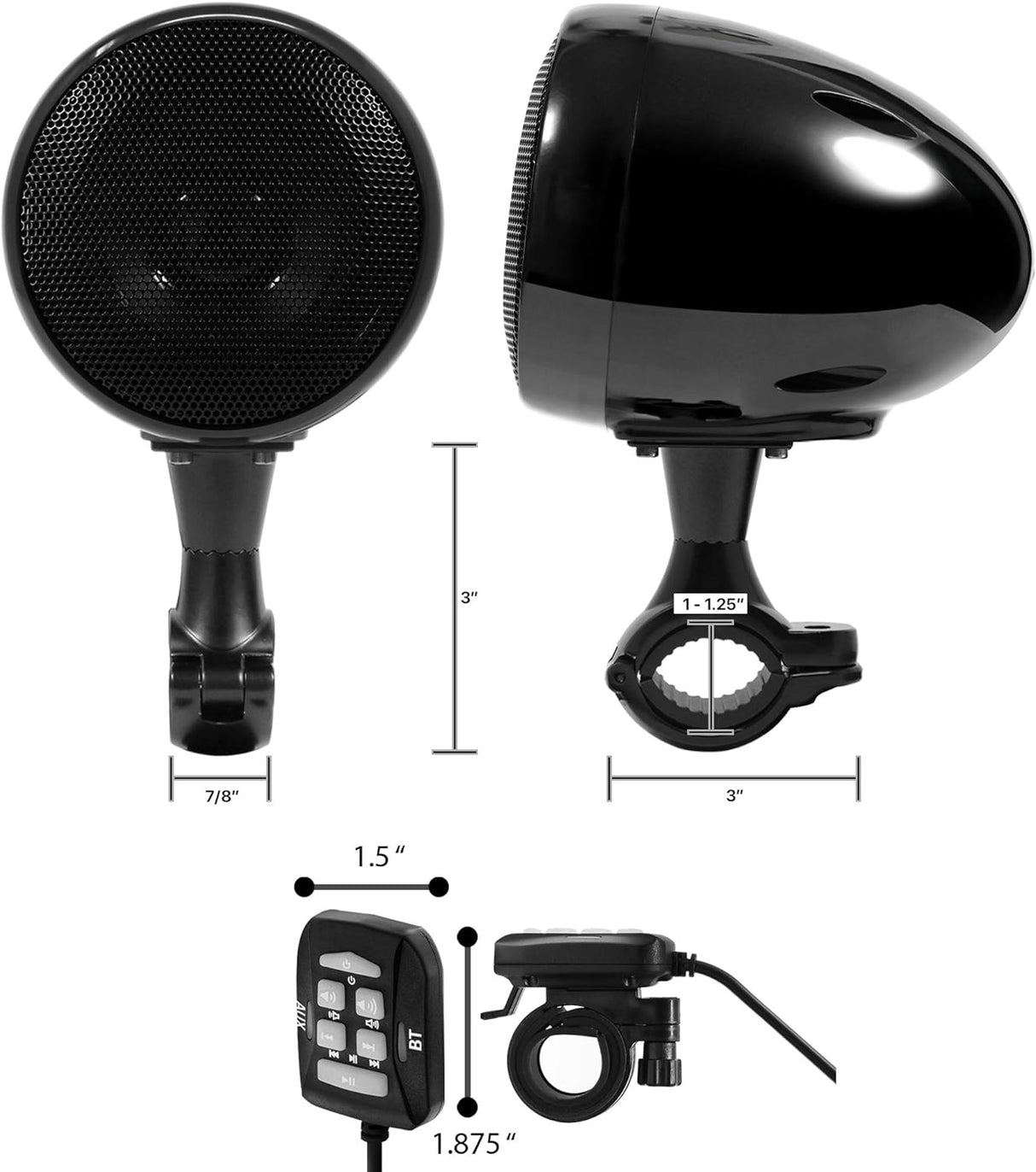 All-in-One Built-in Bluetooth Amplifier Full Range Waterproof Motorcycle Stereo Speakers Audio Amp System with AUX