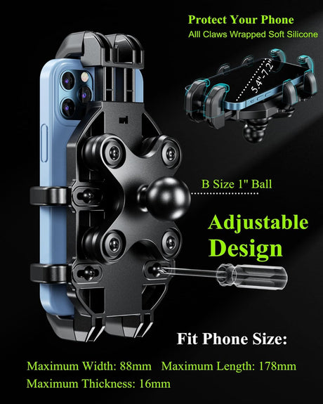 Motorcycle Phone Holder with Vibration Dampener Anti-Shock