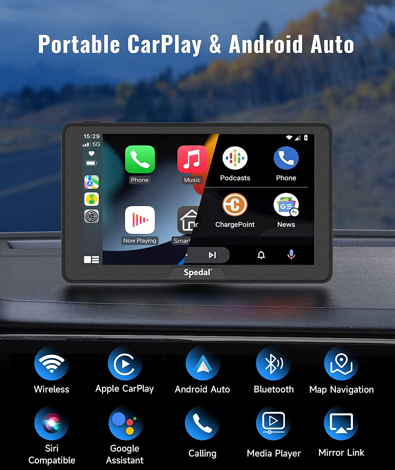 CL786-7" Apple CarPlay/ Android auto Dash Mount Car IPS Touchscreen