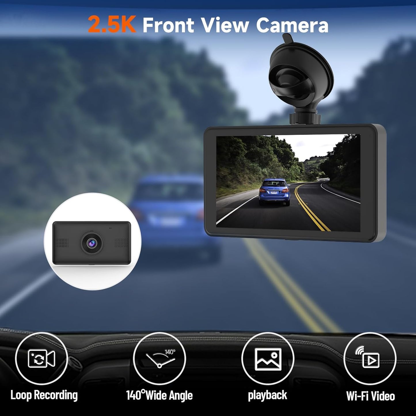 CL518-5 Inch Portable Car Stereo Wireless CarPlay with 2.5K Dashcam
