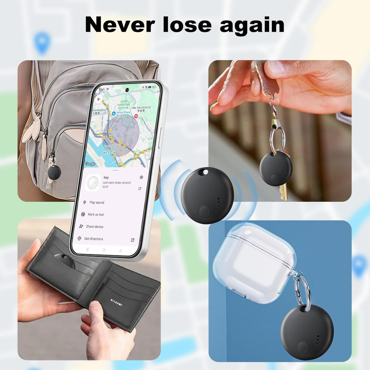 Android Smart Tags Bluetooth Tracker – 2/4-Pack , Works with Google Find My Device, Locator for Keys, Wallet Luggage For Android