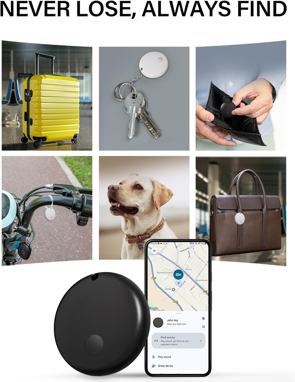 Android Smart Tags Bluetooth Tracker – 2/4-Pack , Works with Google Find My Device, Locator for Keys, Wallet Luggage For Android