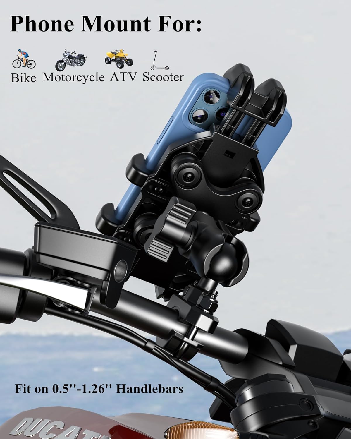 Motorcycle Phone Holder with Vibration Dampener Anti-Shock