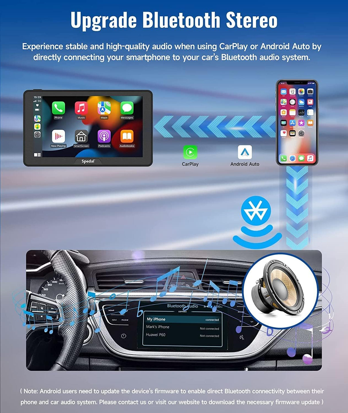 CL786-7" Apple CarPlay/ Android auto Dash Mount Car IPS Touchscreen