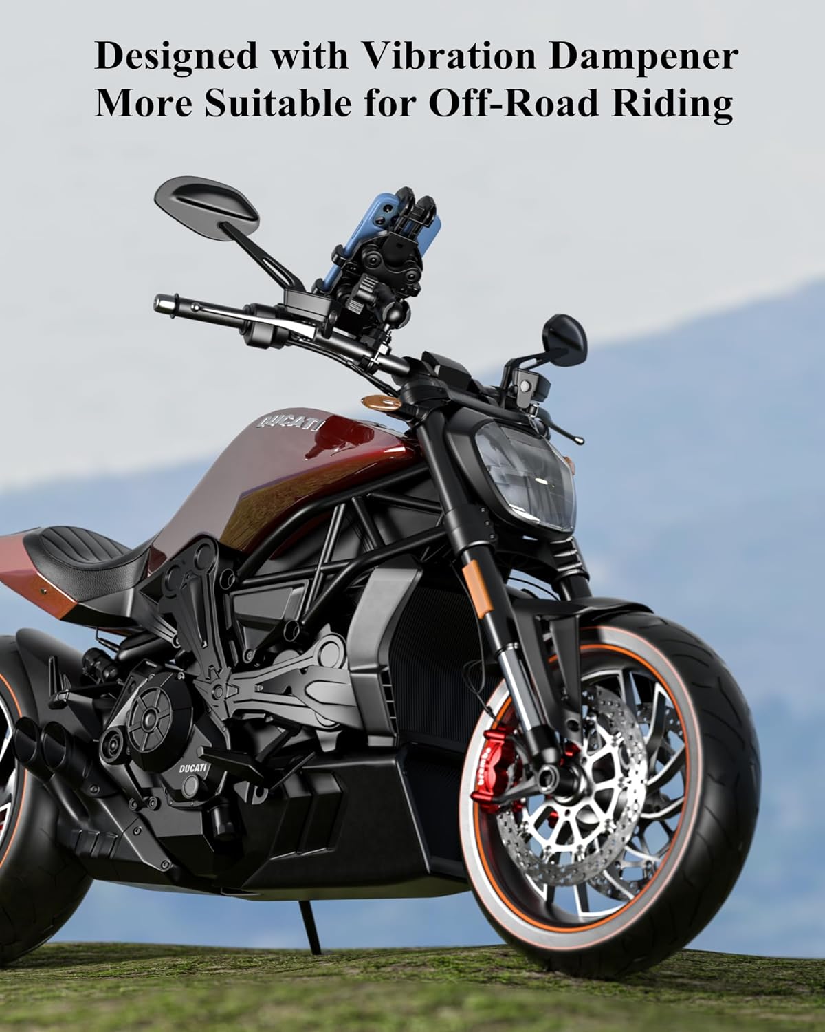 Motorcycle Phone Holder with Vibration Dampener Anti-Shock
