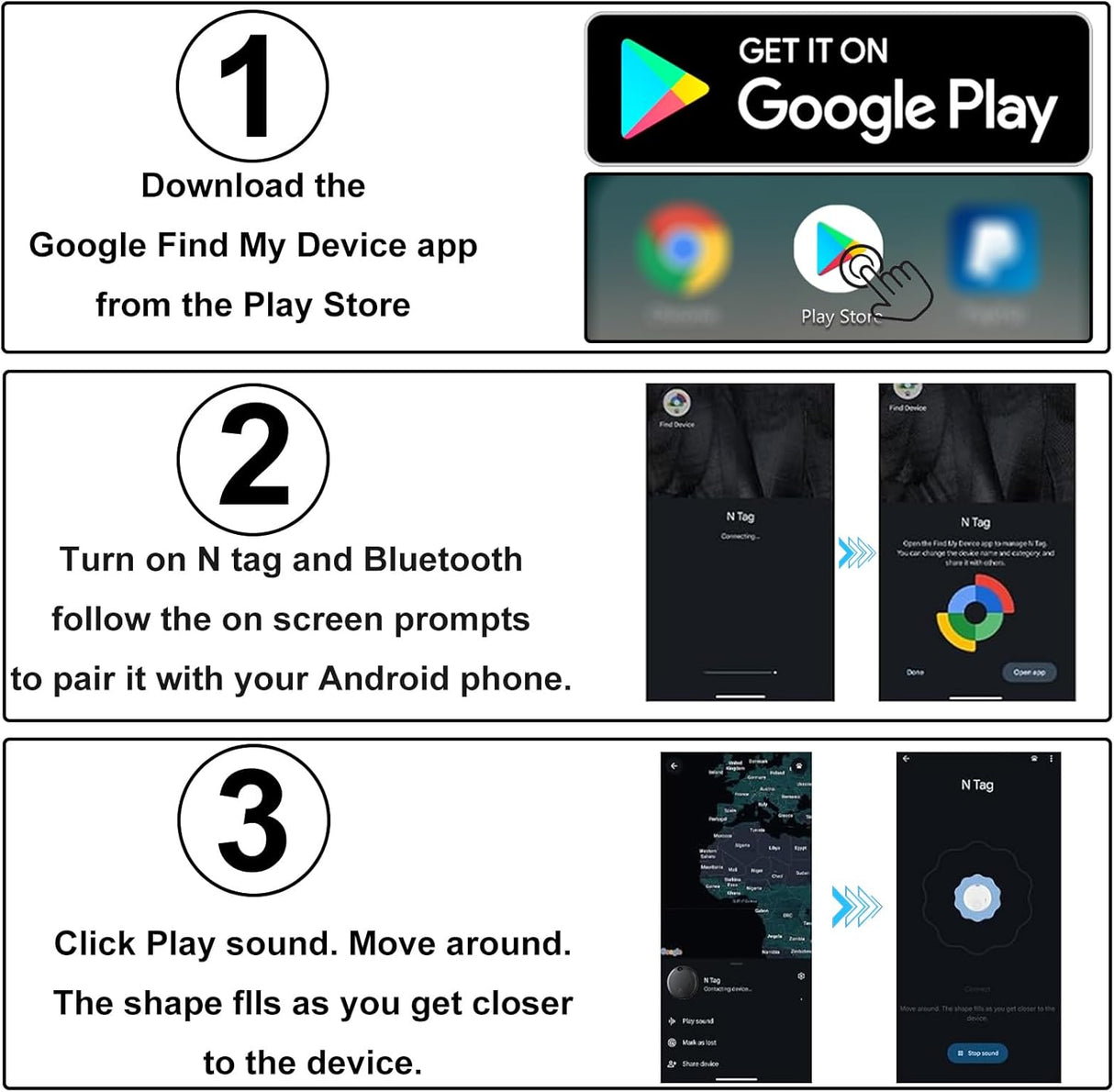 Android Smart Tags Bluetooth Tracker – 2/4-Pack , Works with Google Find My Device, Locator for Keys, Wallet Luggage For Android
