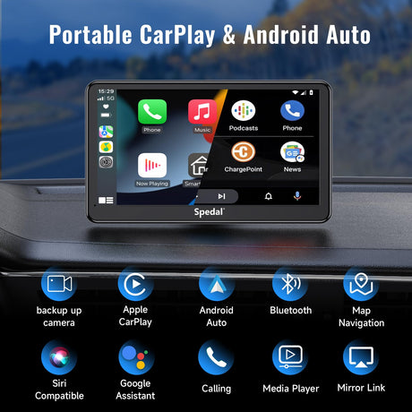 CL796L-7“ Portable Car Stereo with CarPlay and Backup Camera
