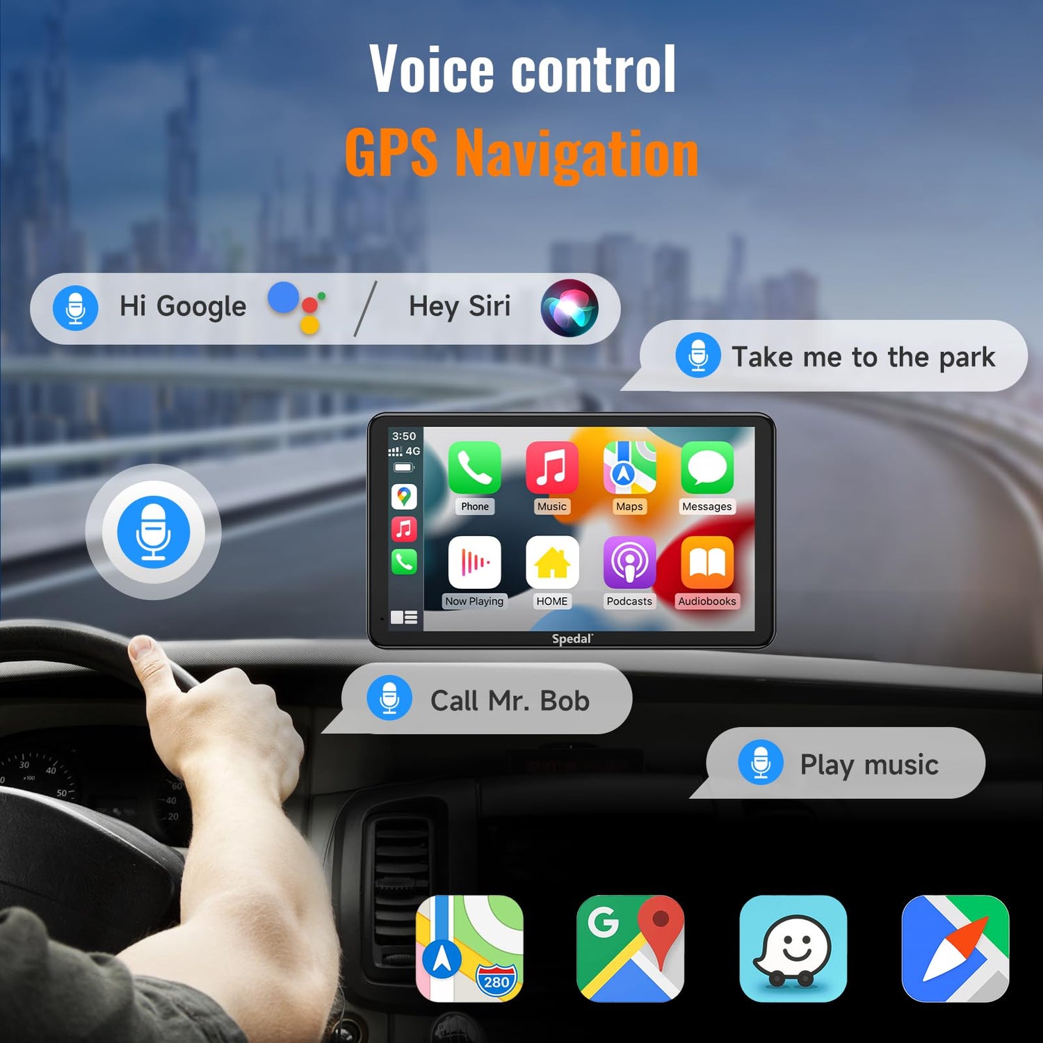 CL796L-7“ Portable Car Stereo with CarPlay and Backup Camera