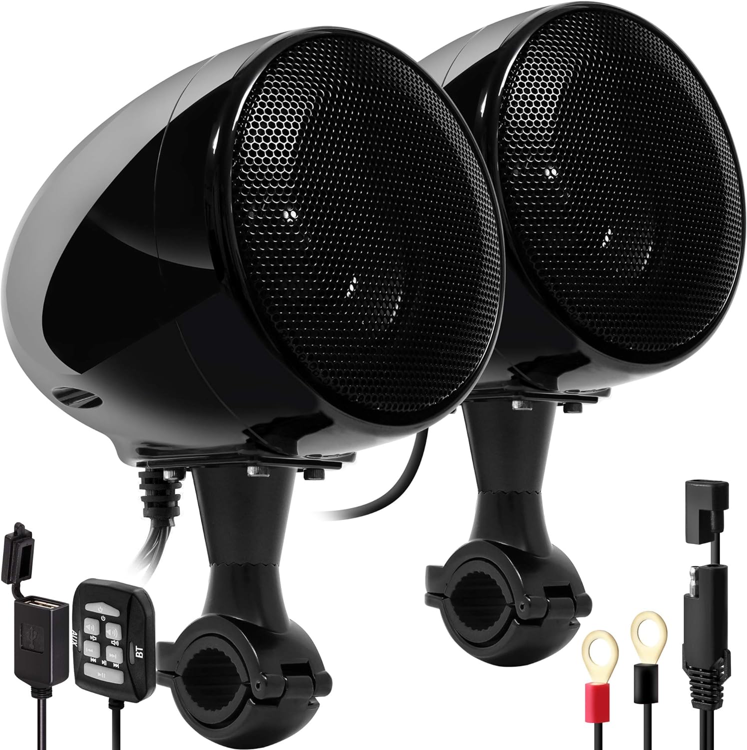 All-in-One Built-in Bluetooth Amplifier Full Range Waterproof Motorcycle Stereo Speakers Audio Amp System with AUX