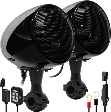 All-in-One Built-in Bluetooth Amplifier Full Range Waterproof Motorcycle Stereo Speakers Audio Amp System with AUX