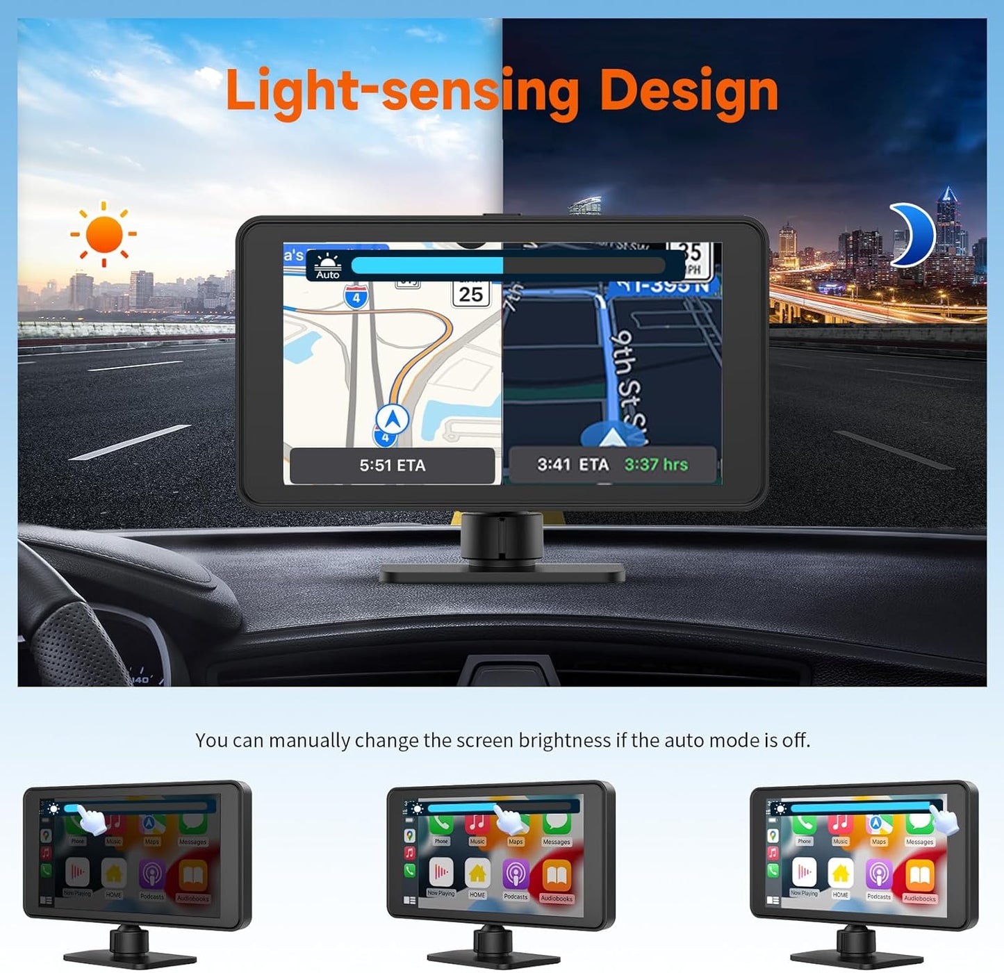 CL518-5 Inch Portable Car Stereo Wireless CarPlay with 2.5K Dashcam