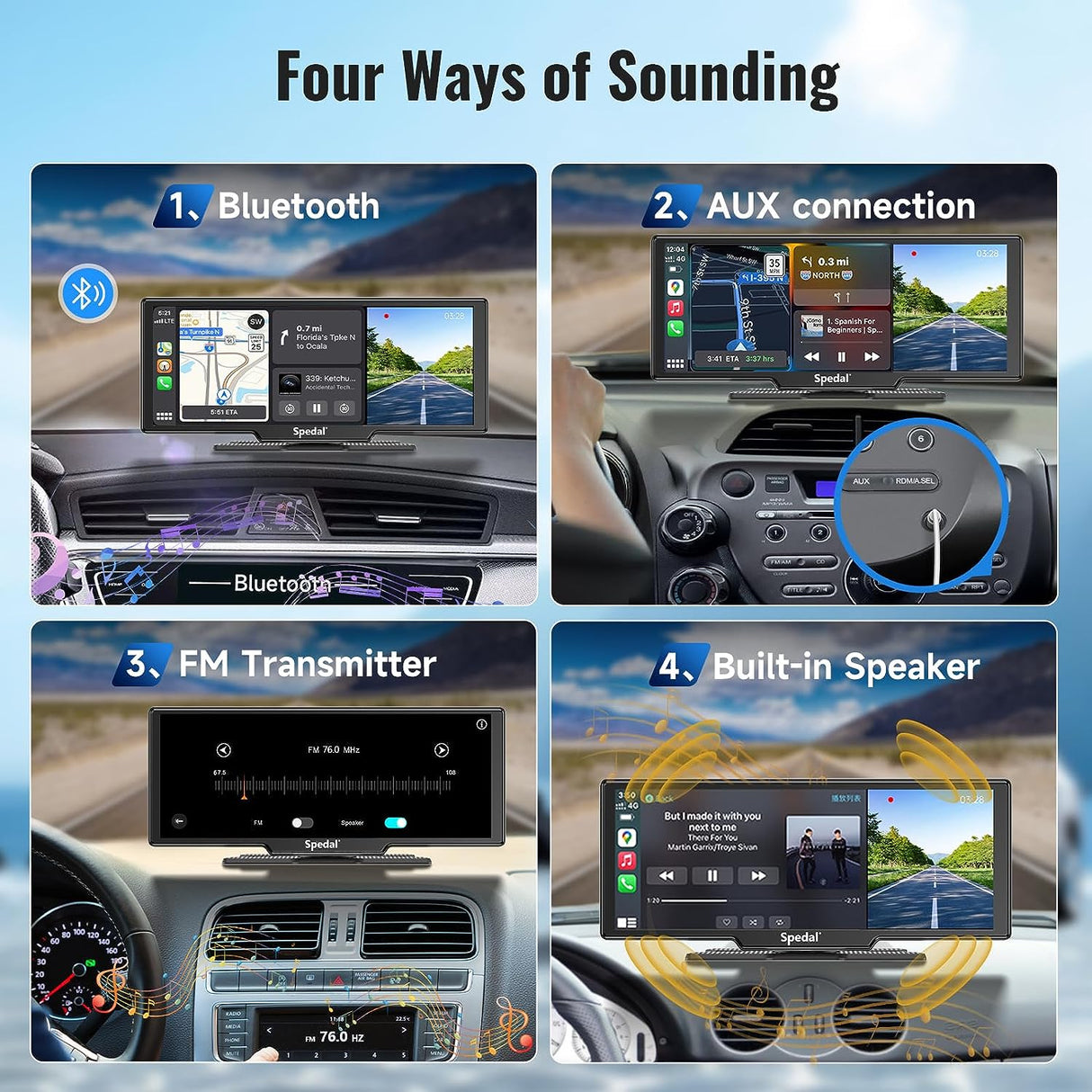 CL860-Portable 9.3"  Wireless CarPlay Car Stereo with Dash Cam
