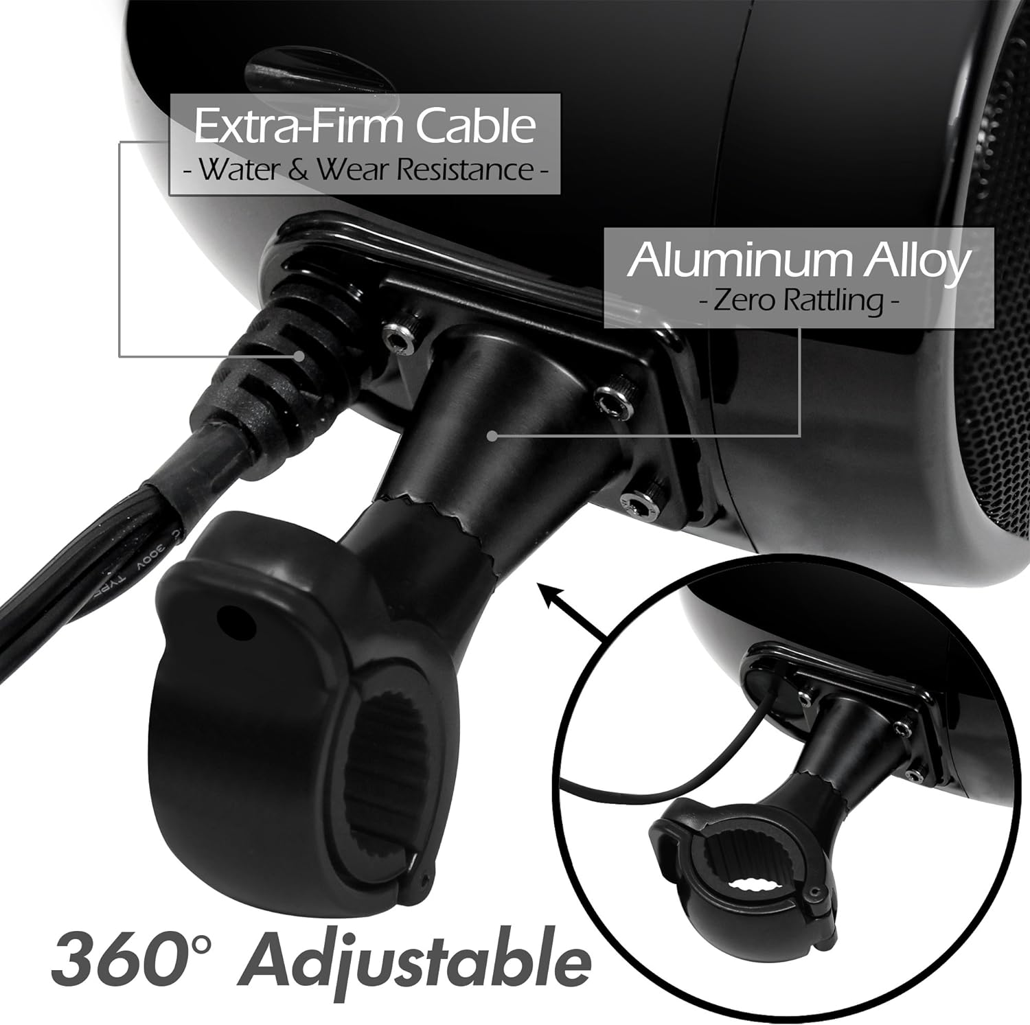All-in-One Built-in Bluetooth Amplifier Full Range Waterproof Motorcycle Stereo Speakers Audio Amp System with AUX