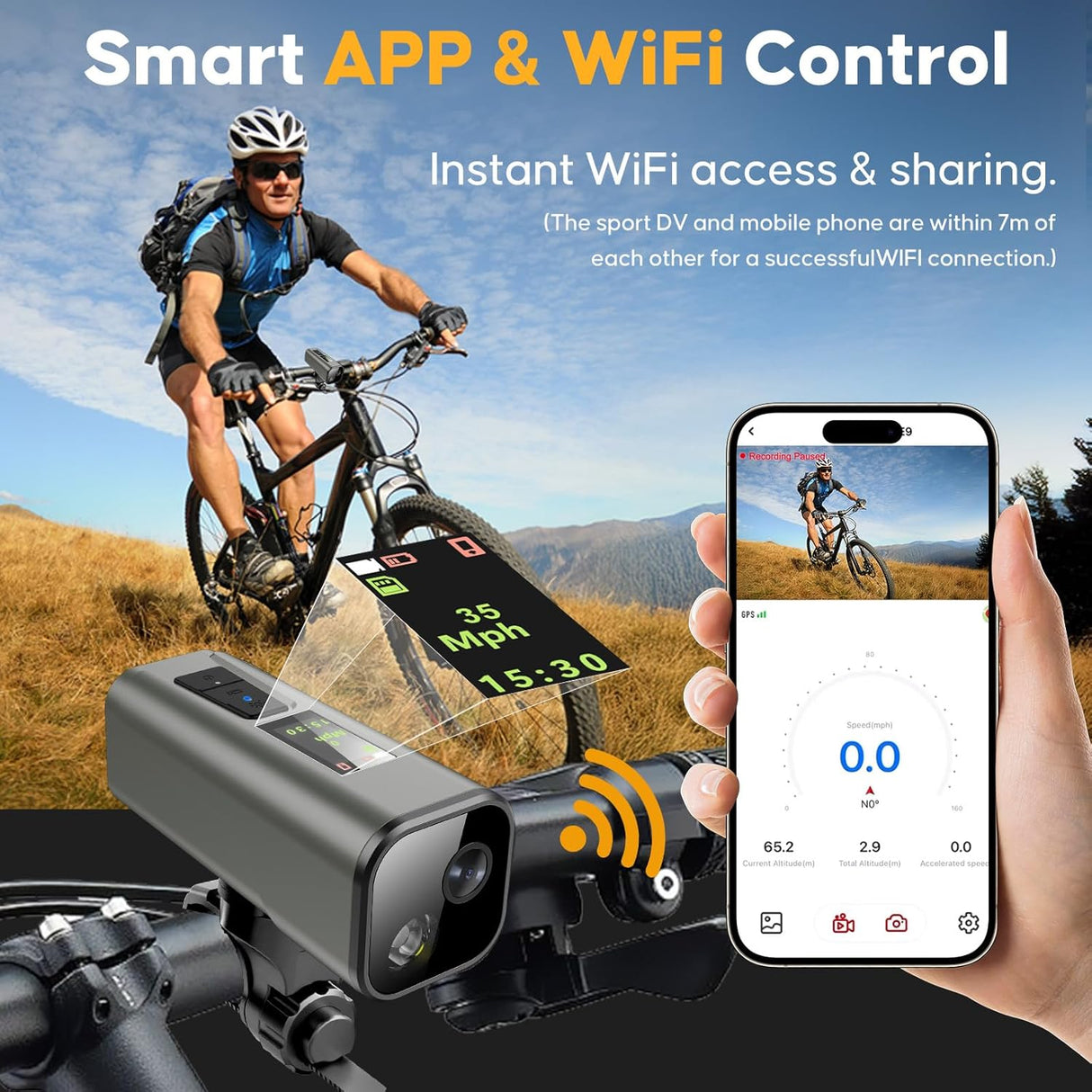 Spedal Multi-functional Bike Light with GPS Speed Display & 1080P Camera & App 64G Card