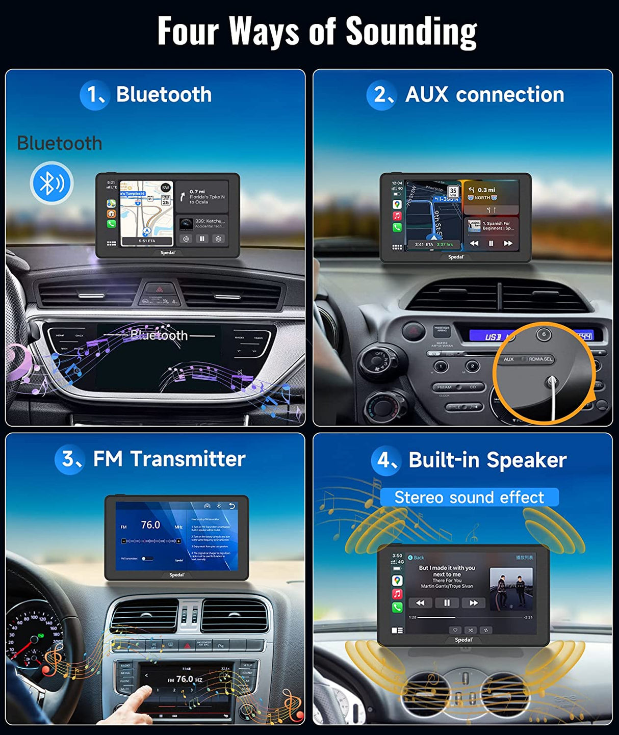 CL786-7" Apple CarPlay/ Android auto Dash Mount Car IPS Touchscreen
