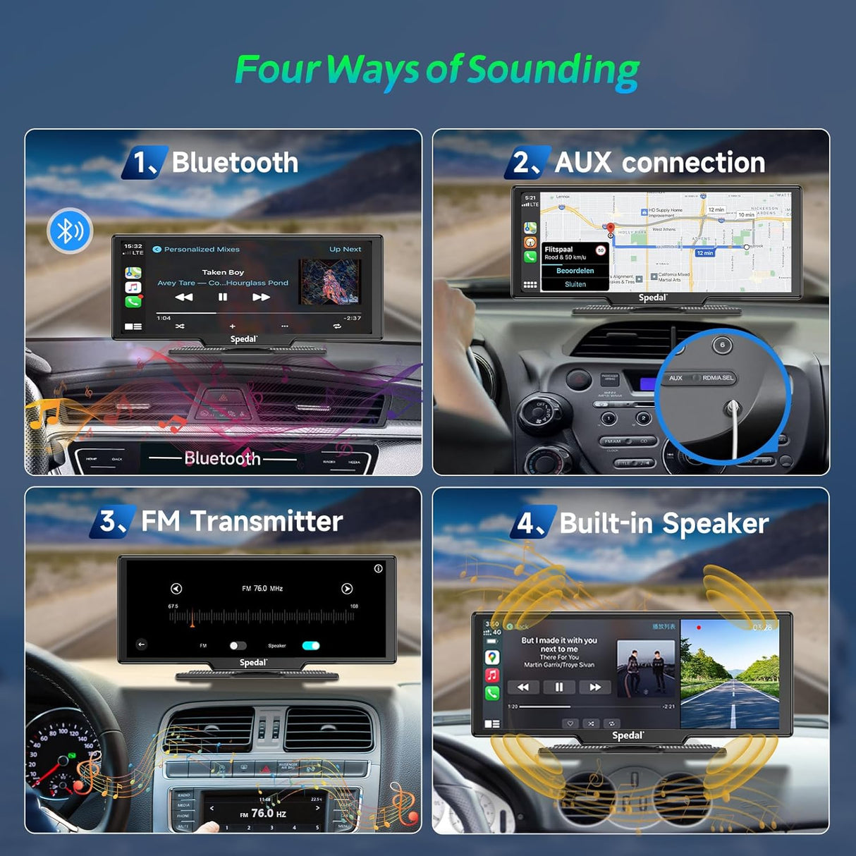 CL860L-9.3" 2K Dash Cam/1080P Backup Camera And Wireless Apple CarPlay & Android Auto,