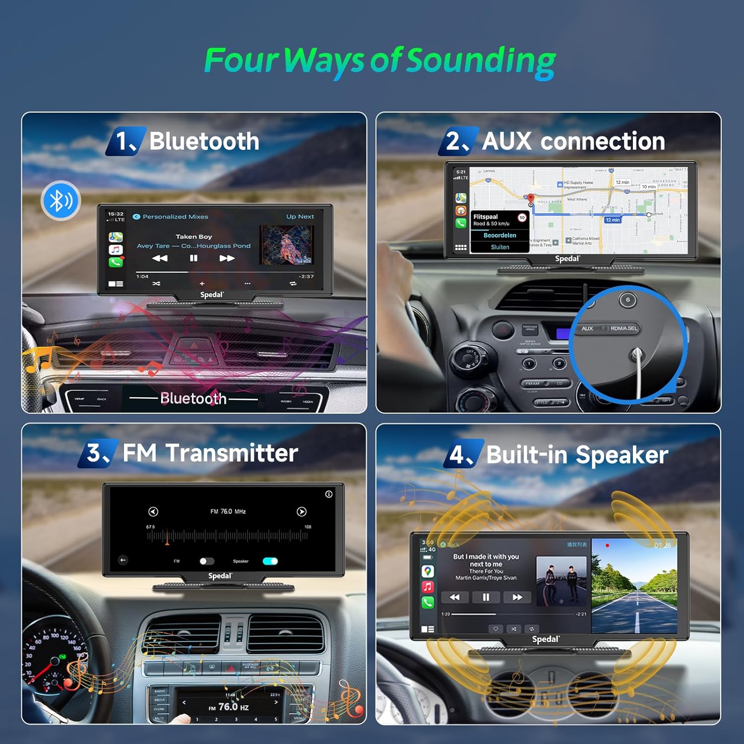 CL860L-9.3" 2K Dash Cam/1080P Backup Camera And Wireless Apple CarPlay & Android Auto,
