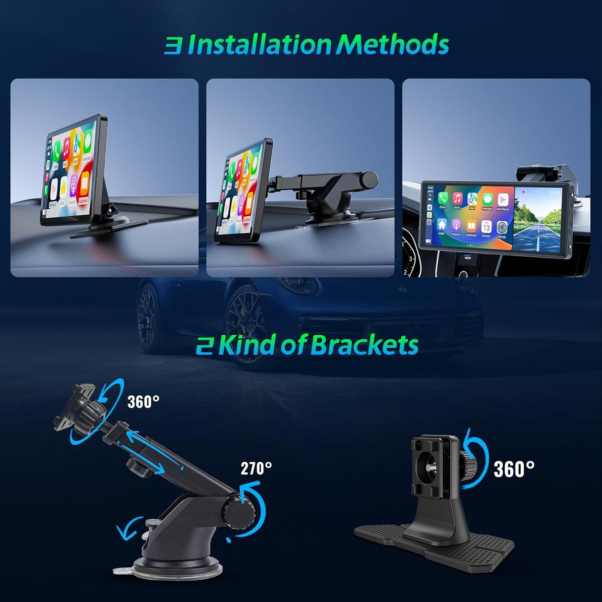 CL860L-9.3" 2K Dash Cam/1080P Backup Camera And Wireless Apple CarPlay & Android Auto,
