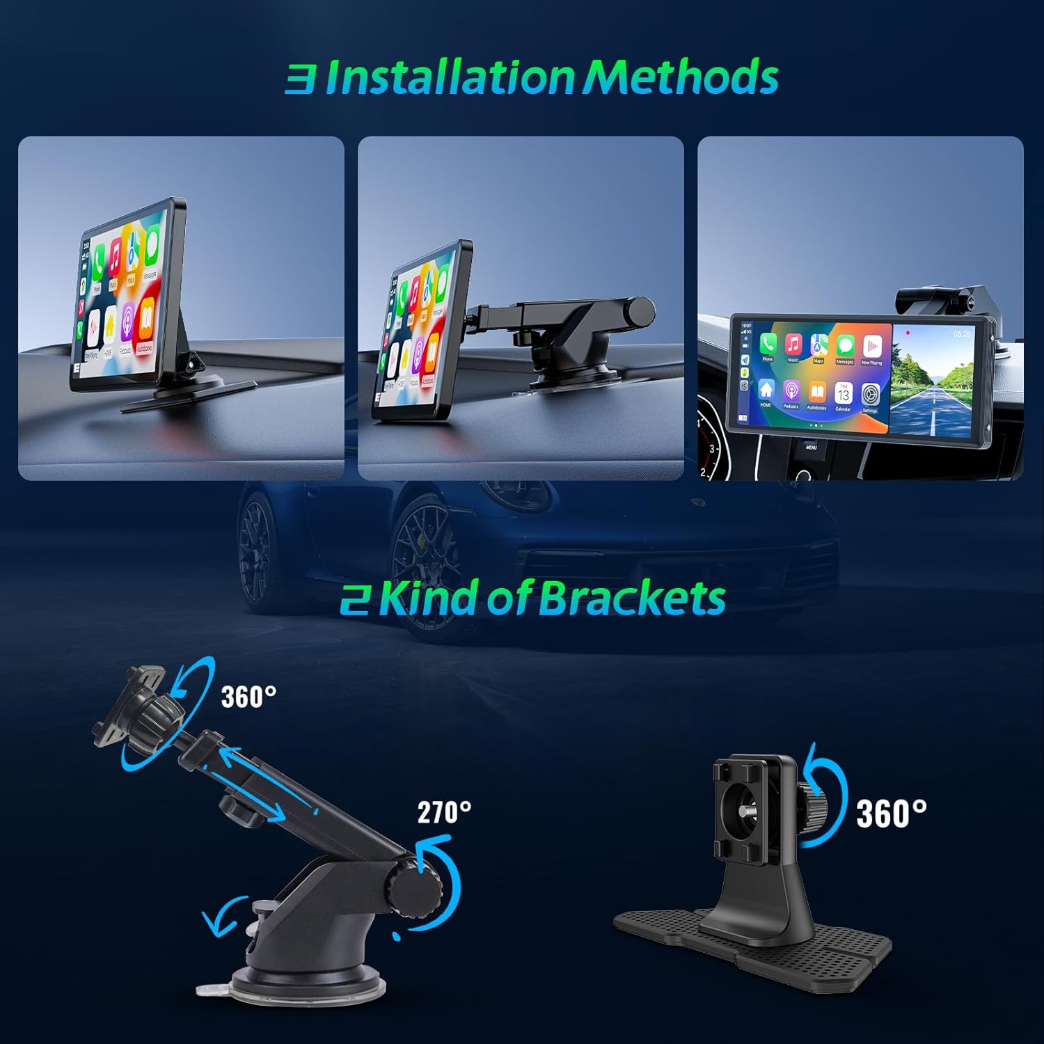 CL860L-9.3" 2K Dash Cam/1080P Backup Camera And Wireless Apple CarPlay & Android Auto,
