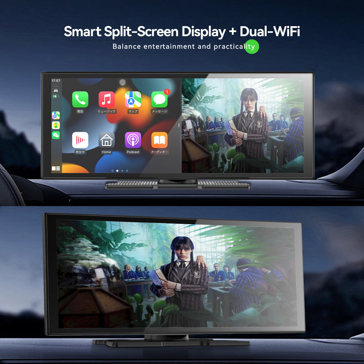 Spedal CL851-3 in 1 Display Audio Dual Wi-Fi wireless CarPlay/Android Auto simultaneous use 10.26 inch split screen display