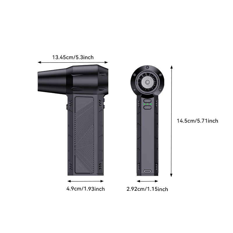 High-Performance Turbo Fan: Powerful Airflow (200g+ Force, 60m/s+ Speed) – Blasts Dust from Tight Spaces, 3 Speeds – Home/Office/Car