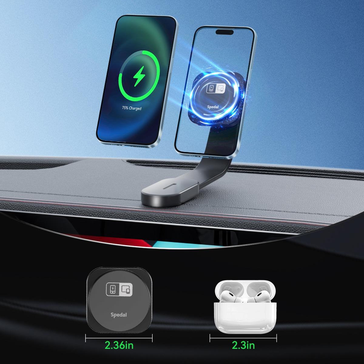 Qi2.0Magnetic Fast-Charging Car Mount,Support CarPlay – Fully Adjustable Position