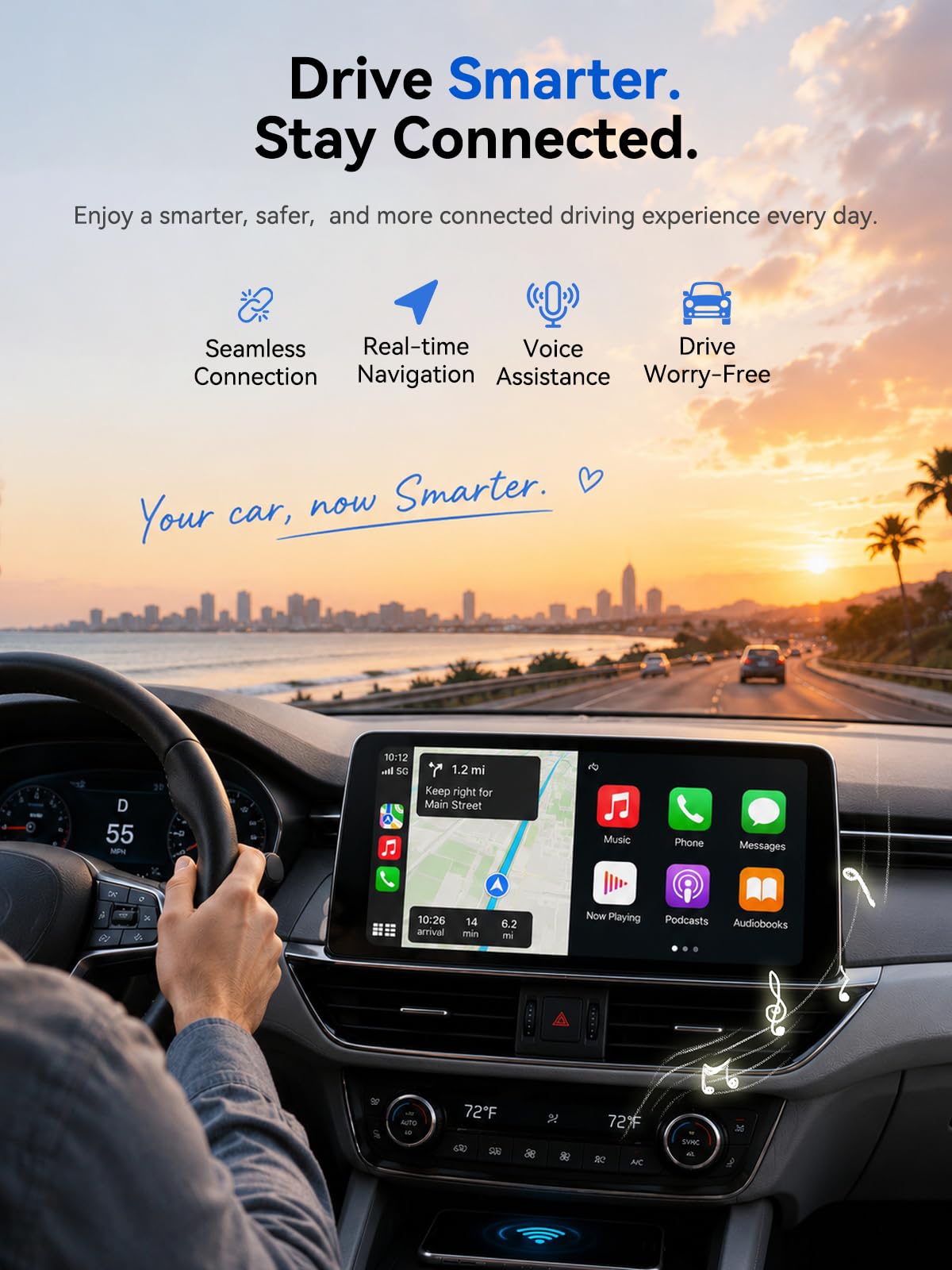Hyphoon Mini Wireless Android Auto & CarPlay Adapter, Low-Profile USB-A 2-in-1 Wireless Adapter for Factory Wired Android Auto/CarPlay Cars, Auto Reconnect, 5GHz WiFi, USB-C Adapter Included Brand: Hyphoon