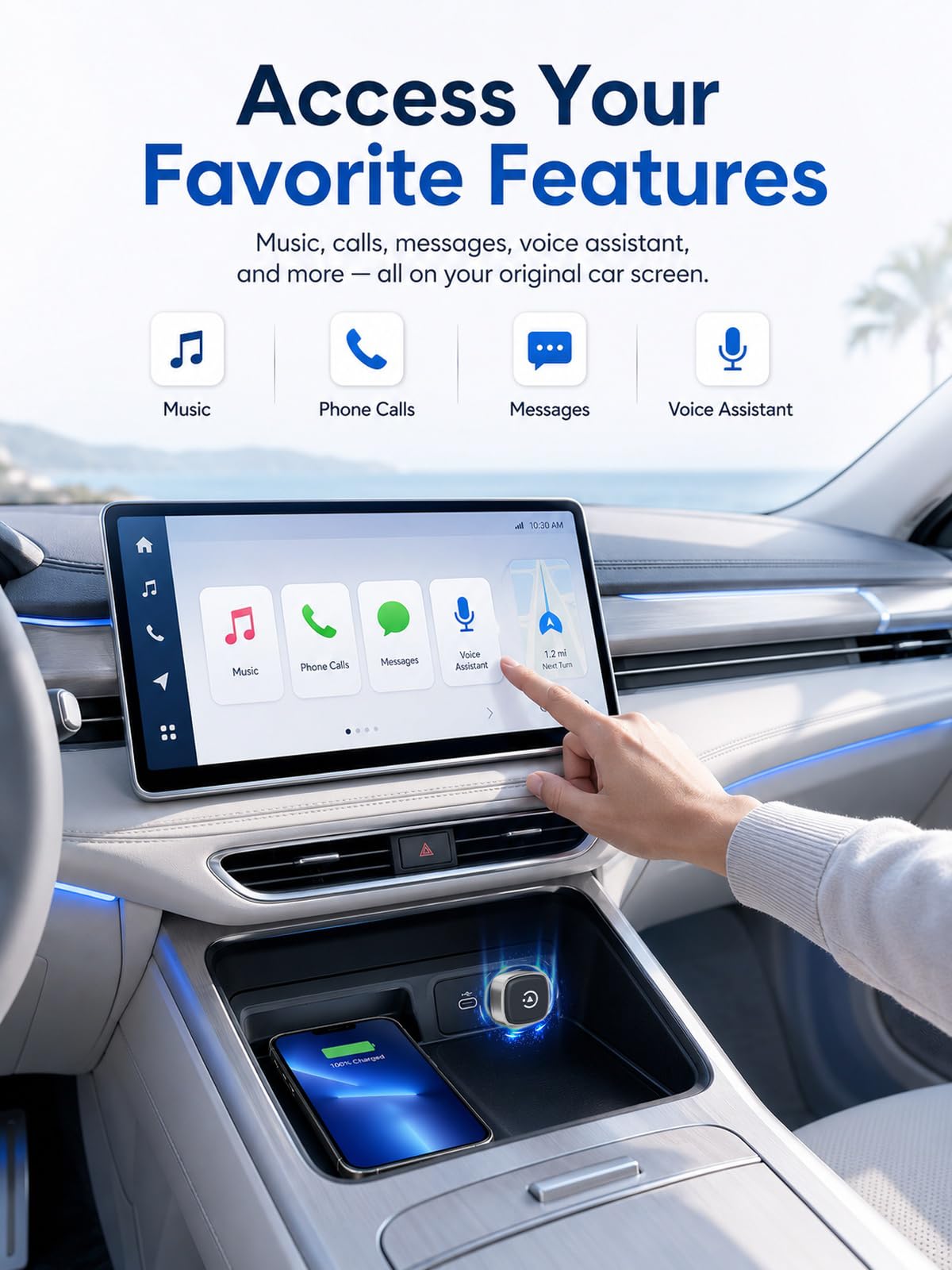 Hyphoon Mini Wireless Android Auto & CarPlay Adapter, Low-Profile USB-A 2-in-1 Wireless Adapter for Factory Wired Android Auto/CarPlay Cars, Auto Reconnect, 5GHz WiFi, USB-C Adapter Included Brand: Hyphoon