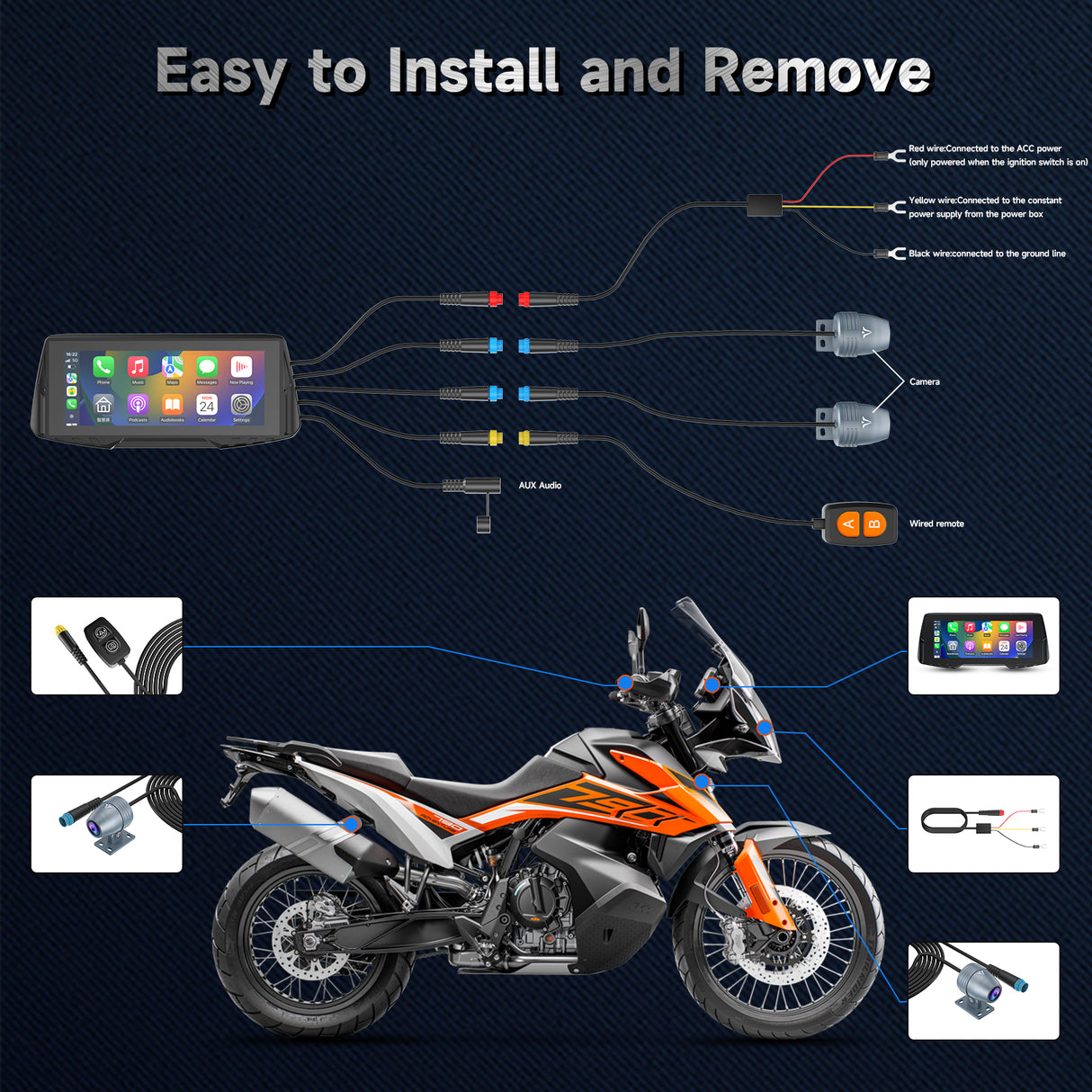 NaviCam CL876- 6.86" Multifunction Motorcycle GPS /Motorcycle Cameras