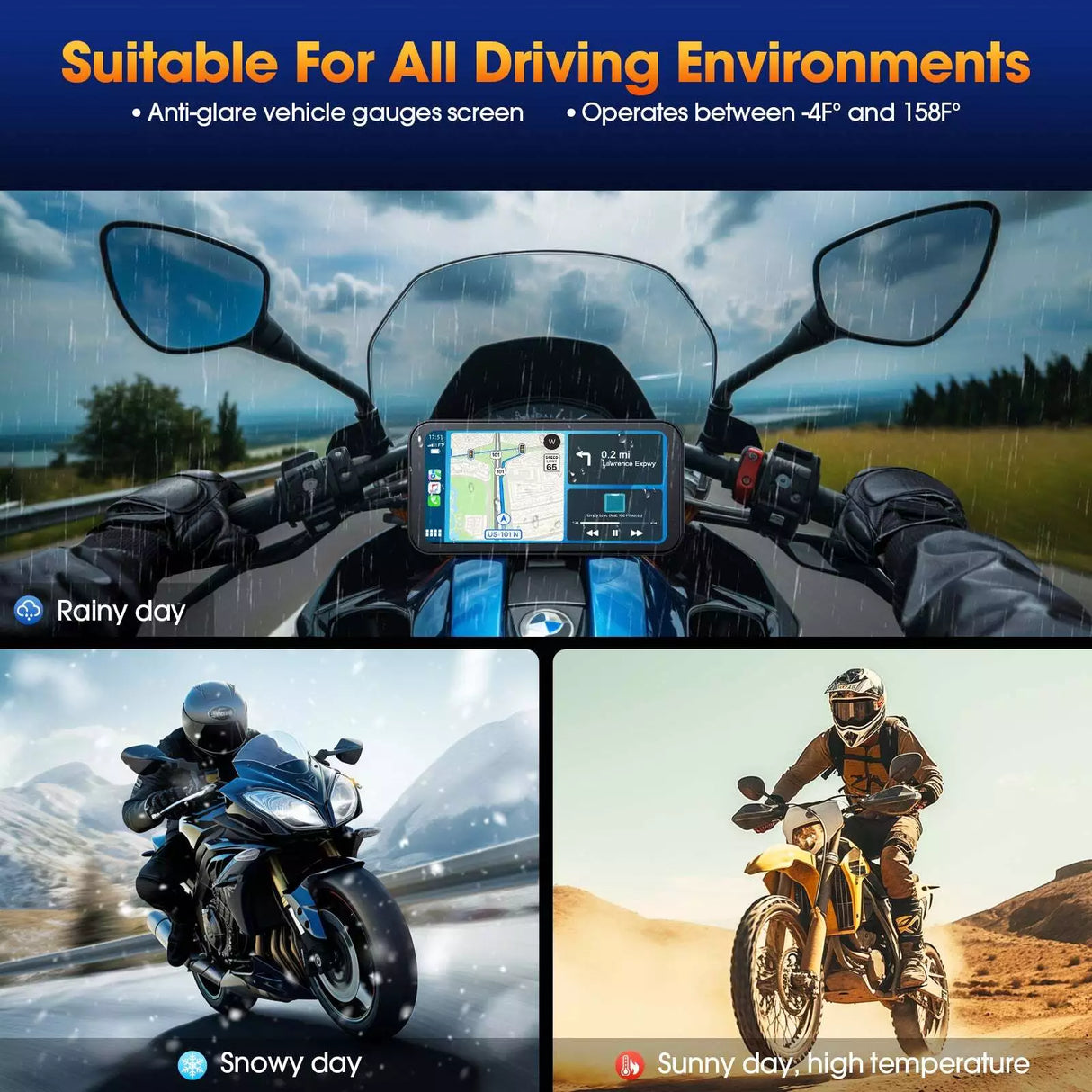 NaviCam CL871-6.25 Inch Portable Mototorcycl Wireless Apple Carplay/Android Auto GPS Navigator