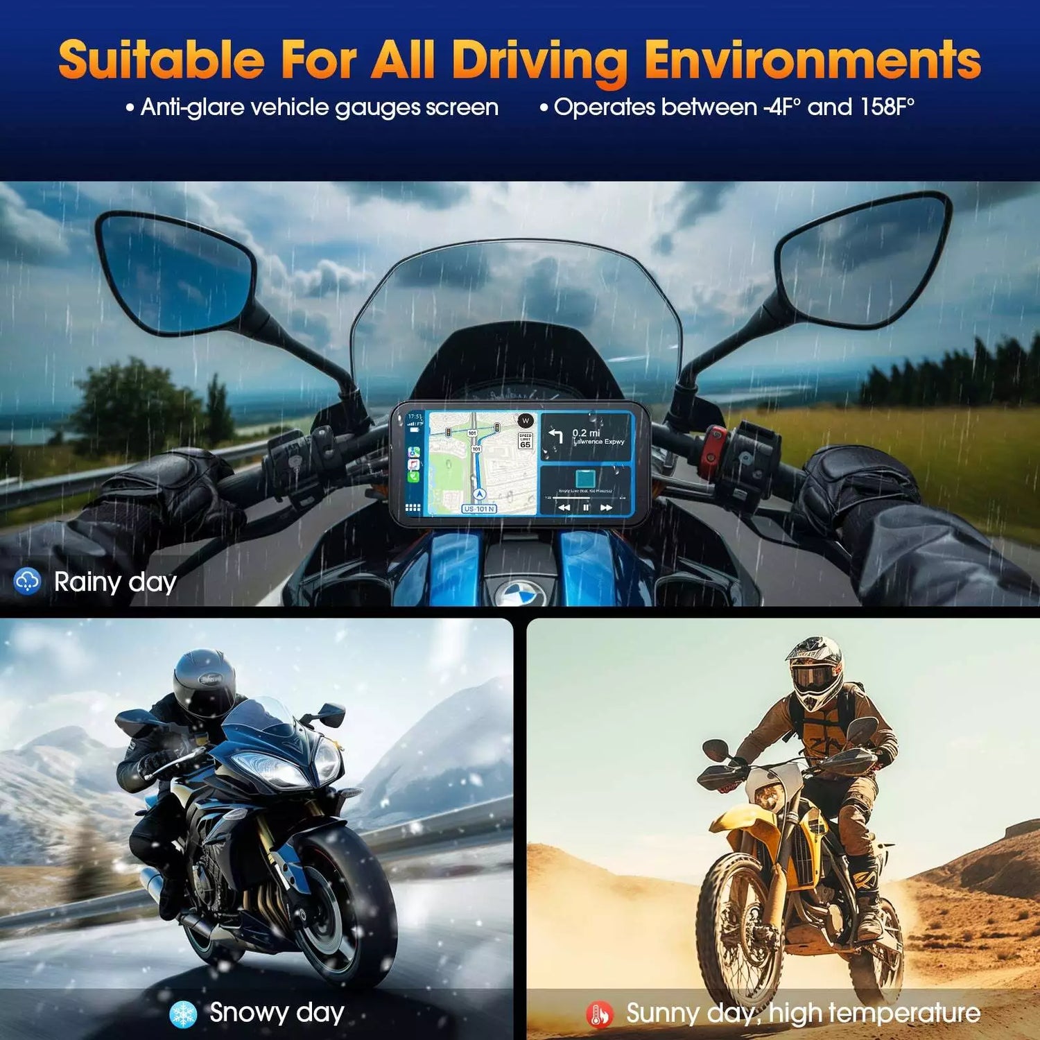 NaviCam CL871-6.25 Inch Portable Mototorcycl Wireless Apple Carplay/Android Auto GPS Navigator