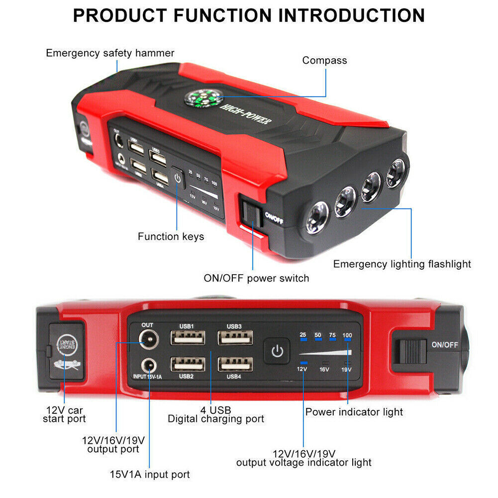 28000mAh Motorcycle Emergency Start Booster Power Bank Battery
