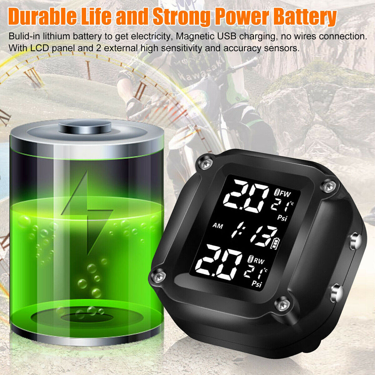 Motorcycle Tire Pressure Monitor System Waterproof -TPMS*2