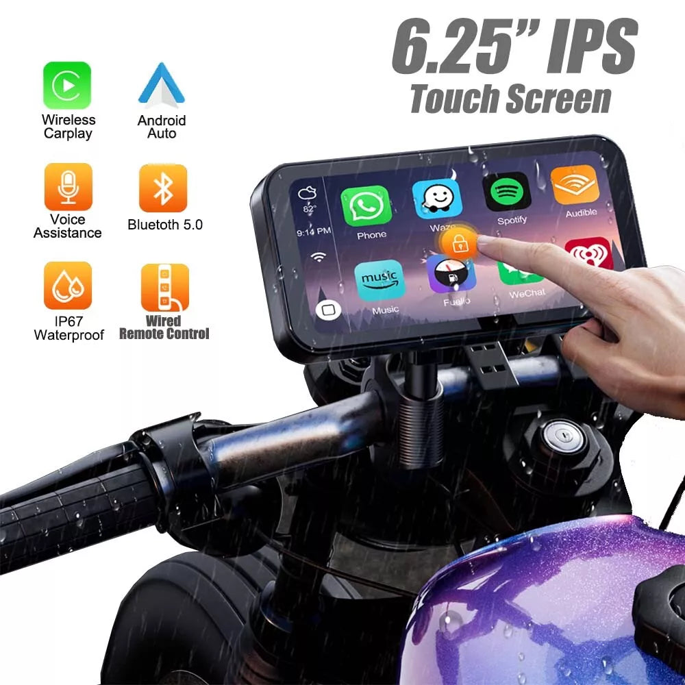 NaviCam CL871-6.25 Inch Portable Mototorcycl Wireless Apple Carplay/Android Auto GPS Navigator