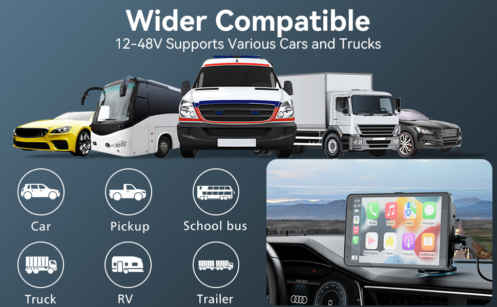 CL796N - Portable Car Stereo Wired Apple Carplay Android Auto with Dashcam