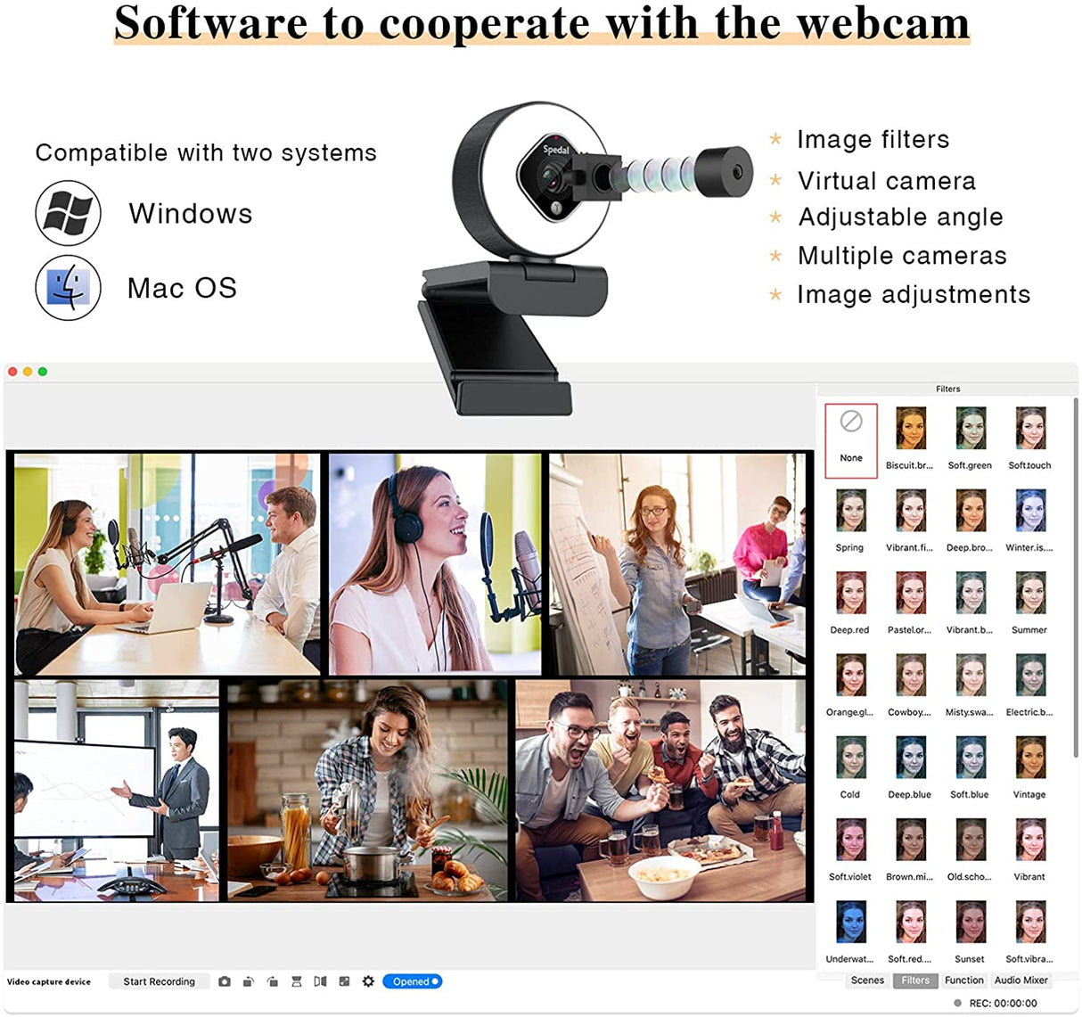 AF962-1080P Webcam with Ring Light /Tripod
